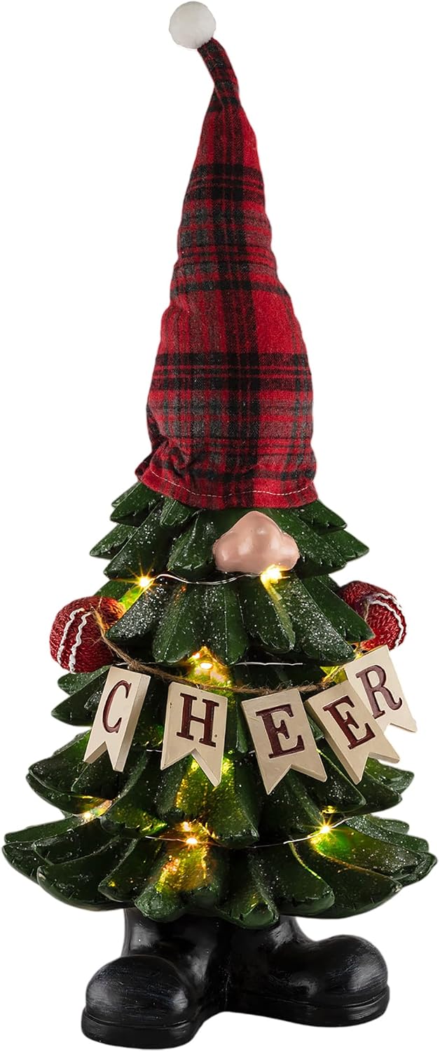 Alpine Corporation 12" Tall Outdoor Garden Gnome with Mushroom Yard Statue Decoration