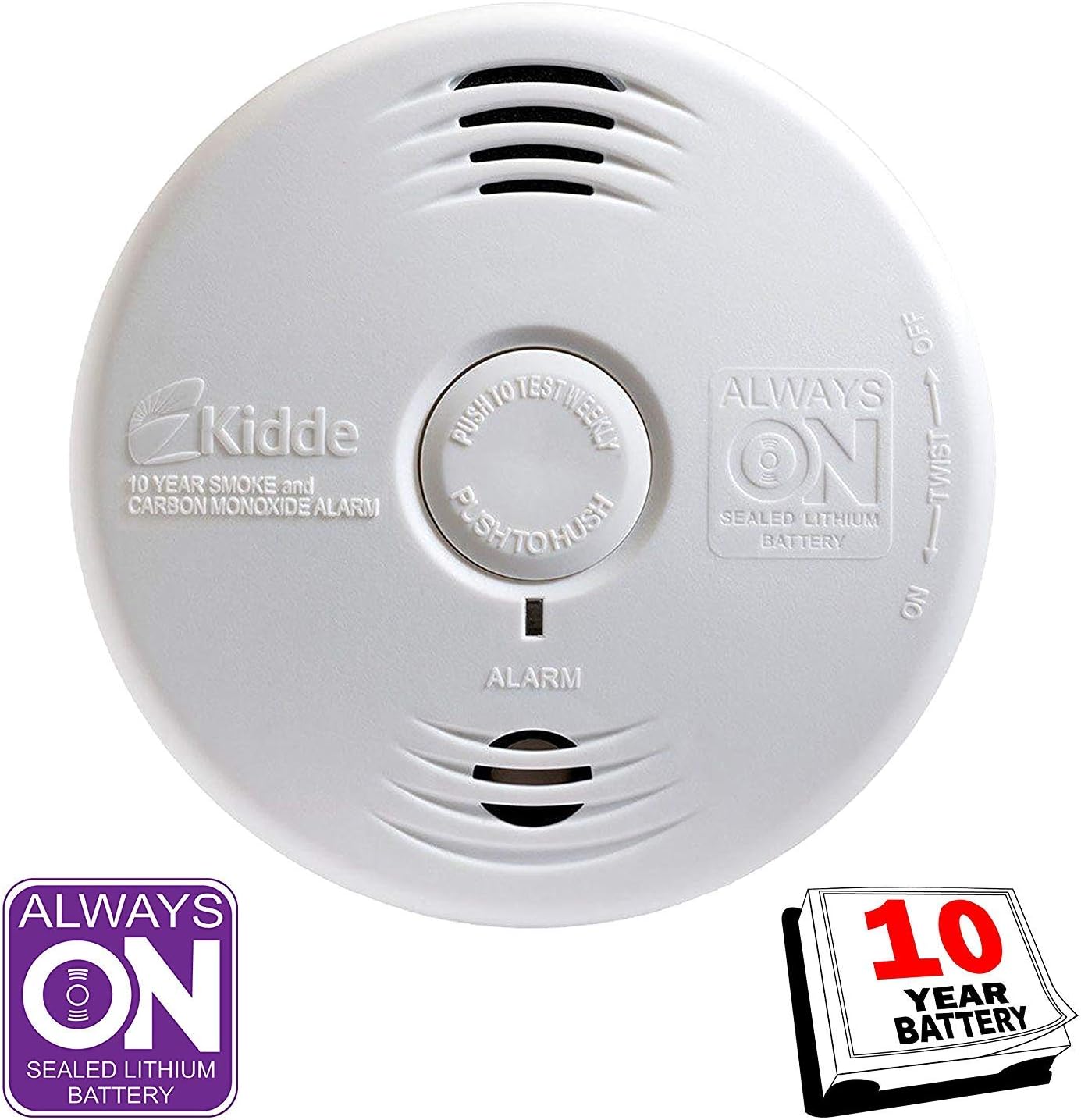 Kidde Smoke and Carbon Monoxide Detector Alarm with Voice Warning | Hardwired w/10 Year Lithium Battery Backup | Interconnectable | Model # i12010SCO