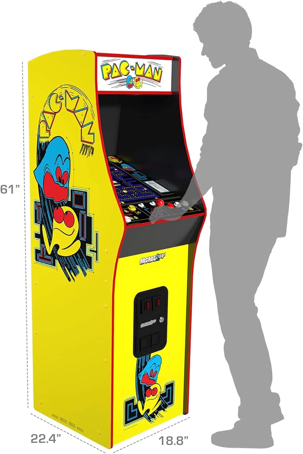 Arcade1Up Pac-Man Deluxe Arcade Gaming Cabinet, 14 Classic Games | Real Feel Joysticks and Buttons, 17-Inch Color Screen