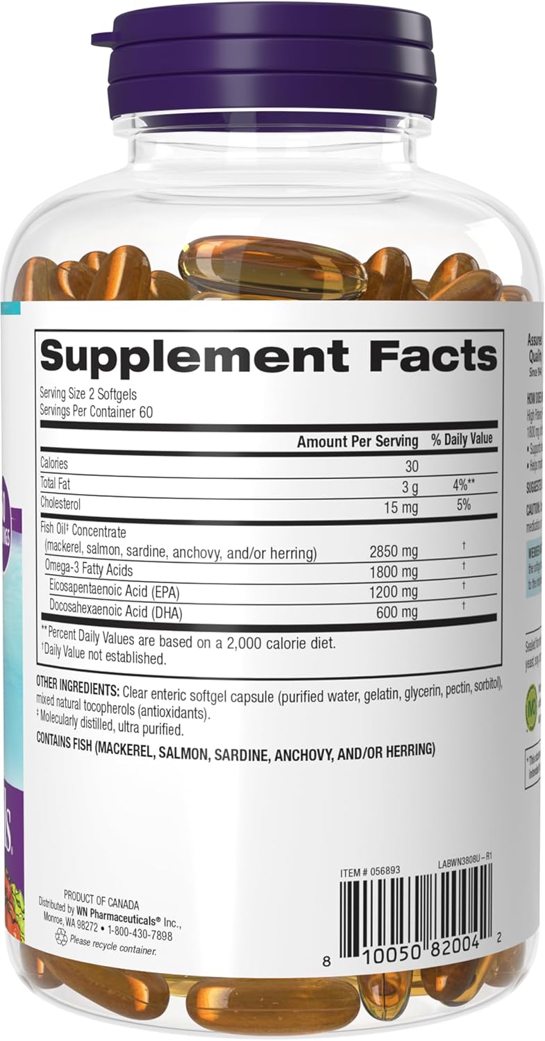 Webber Naturals Ultra Omega 3 Fish Oil EPA DHA, 2850mg, 120 Clear Softgels