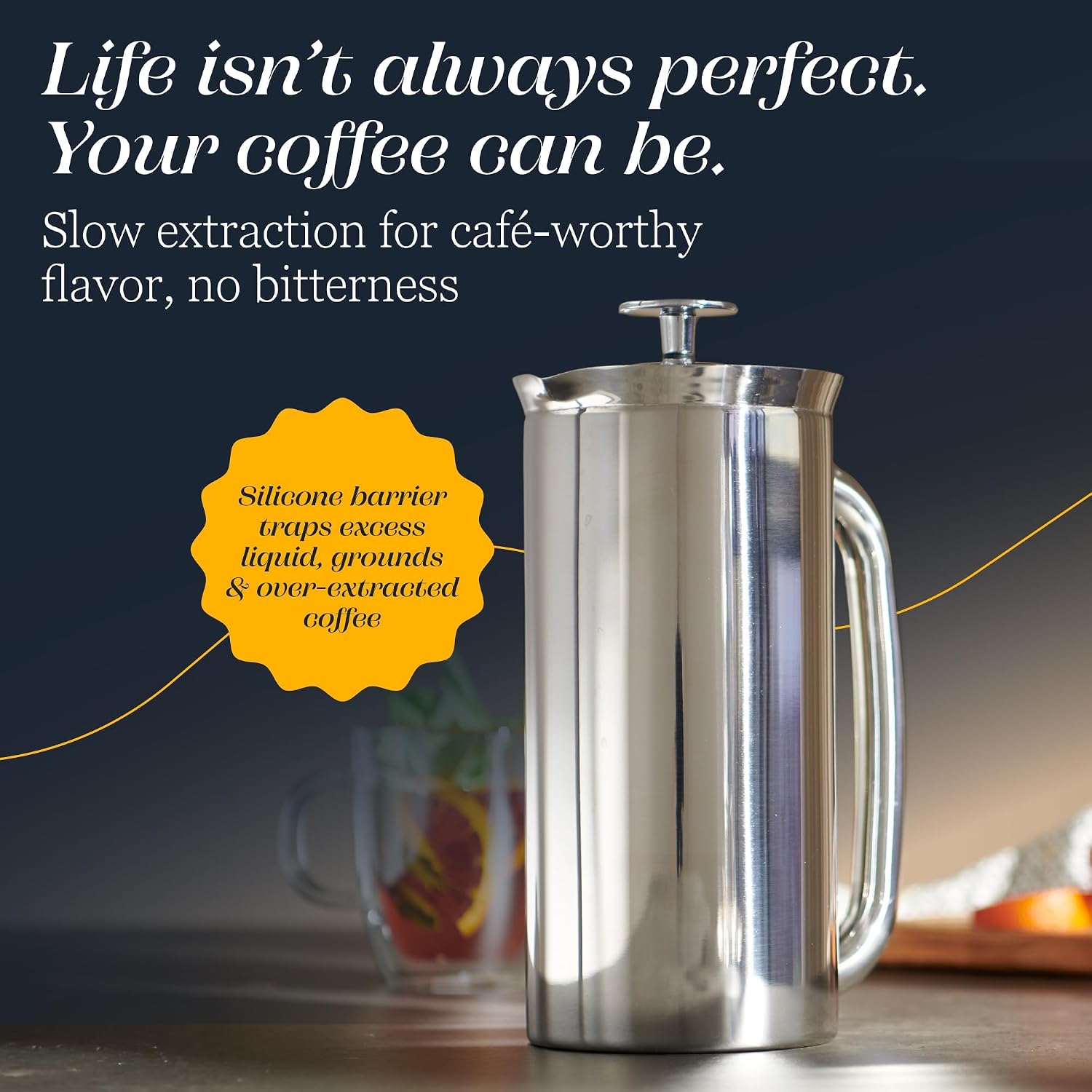 ESPRO P7 French Press, 18oz, Brushed, Stainless Steel Coffee Maker | Double Filter Coffee Press, Grit-Free Coffee, Heat Resistant Insulated tea Press, Easy Hot and Cold Coffee Brewer, Tea Brewer
