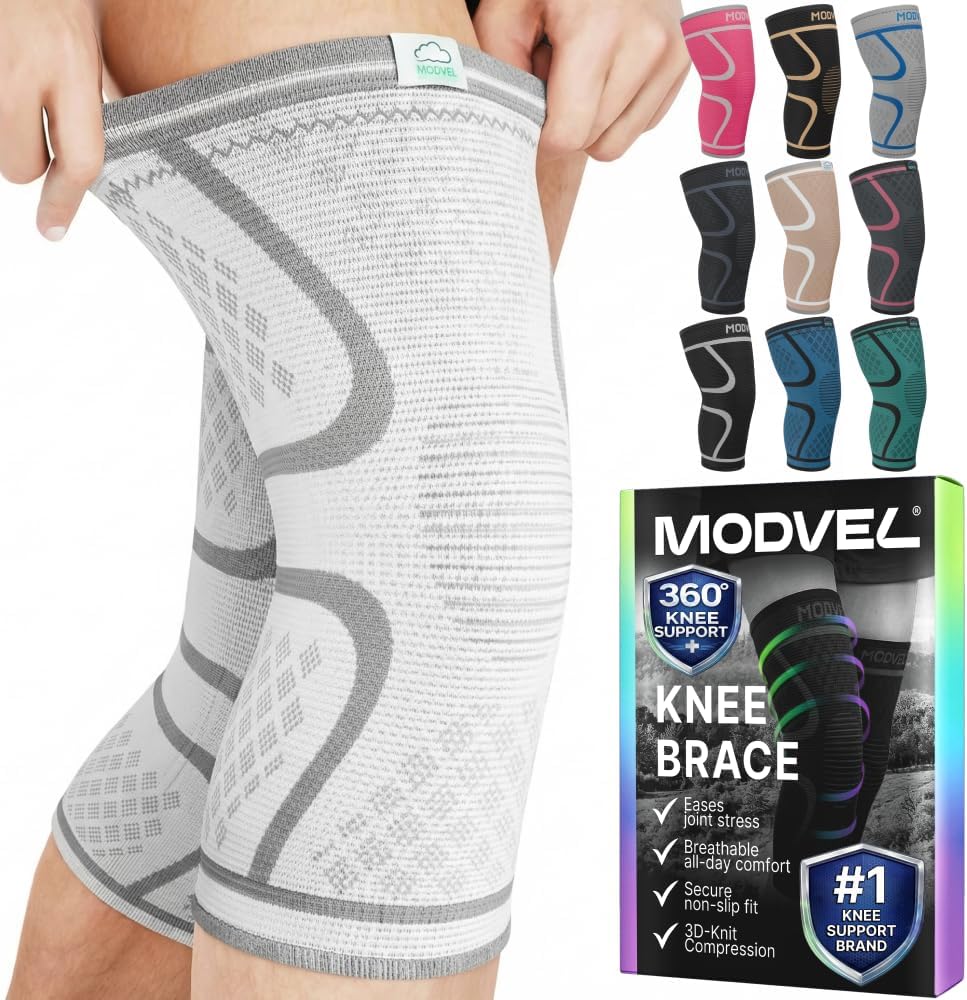 Modvel Compression Knee Brace for Women & Men - 2 Pack Knee Brace for Women Running Knee Pain, Knee Support Compression Sleeve