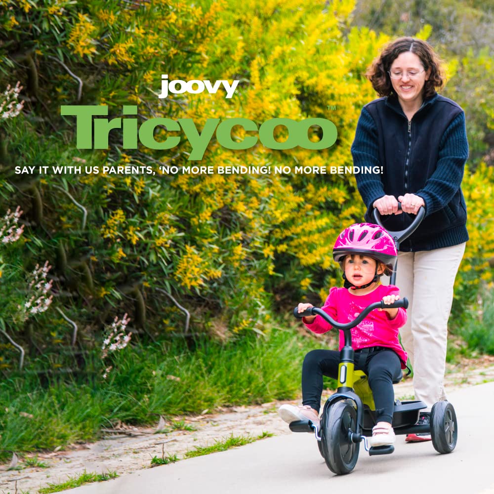 Joovy Tricycoo 4.1 Kids Tricycle with 4-Stages Featuring Extra-Wide Front Tire, Removable and Adjustable Parent Handle, Safety Harness