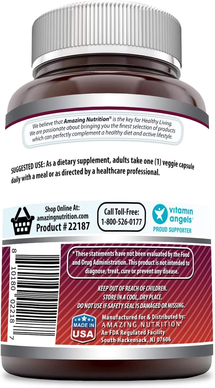 Amazing Formulas Quercetin 500mg 120 Veggie Capsules Supplement - Non-GMO - Gluten Free - Supports Overall Health & Well Being
