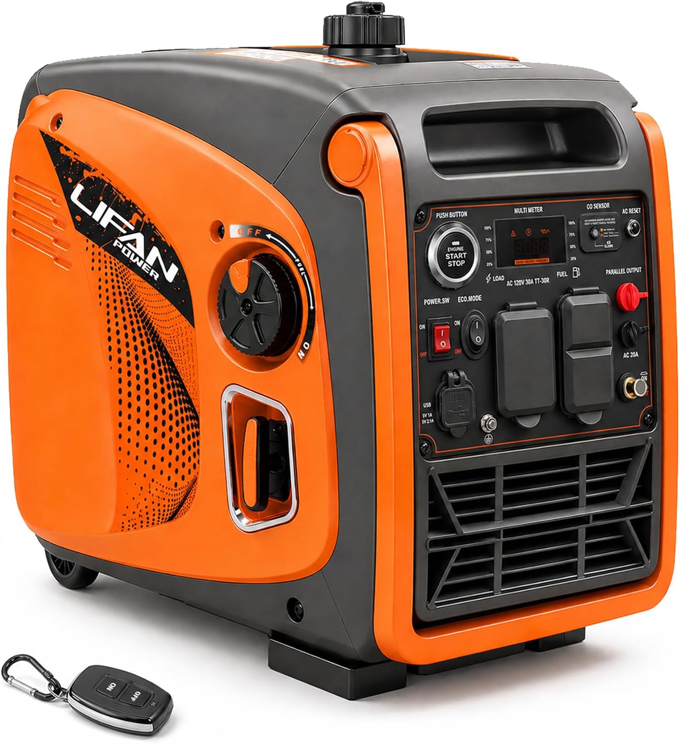 LIFAN 6900W Inverter Generator for Home Backup, 120/240V, Remote Start | 5500W Rated Gas Power, Pure Sine Wave, CO-Minder, RV Ready, Up to 14H at 25% Load