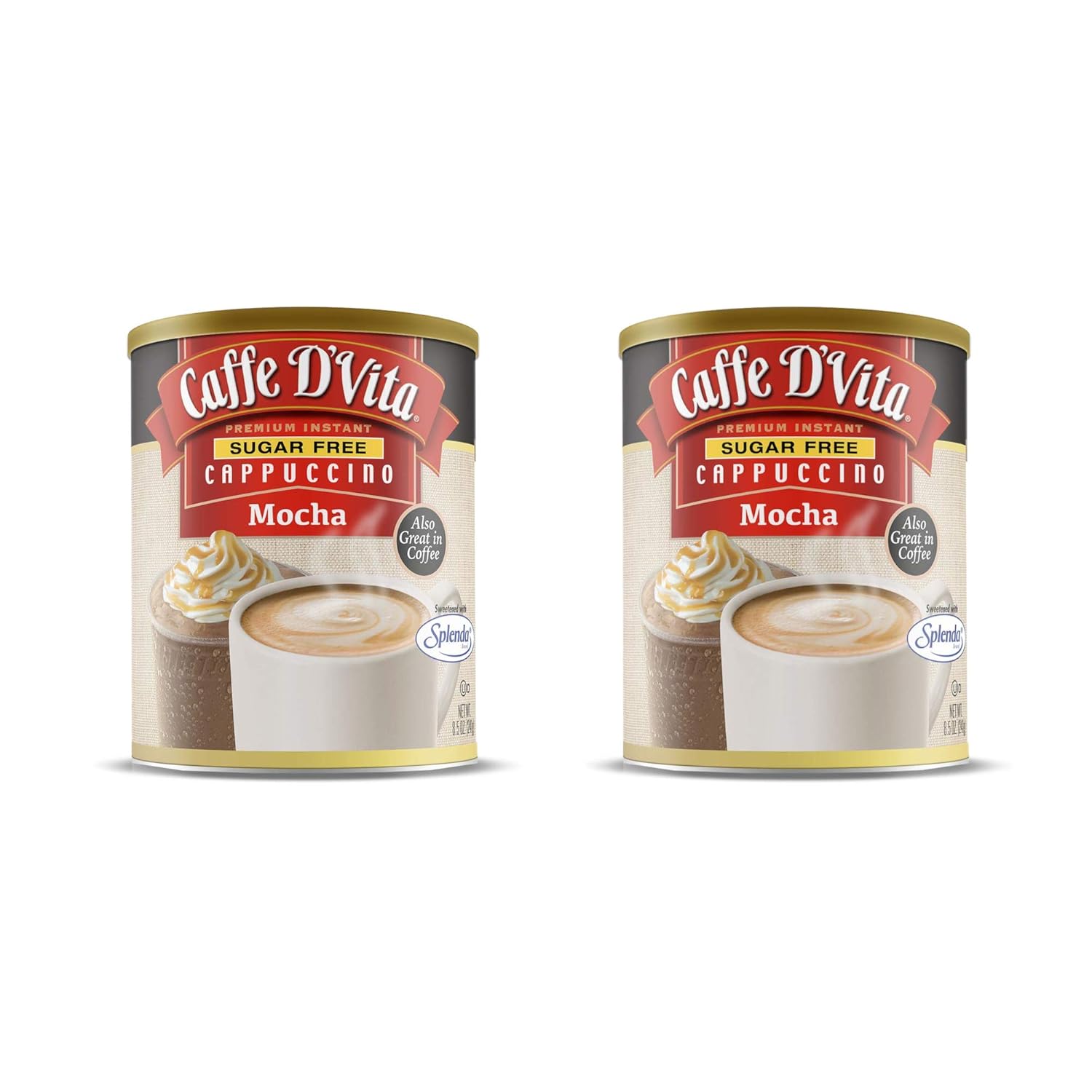 Caffe D'Vita Mocha Cappuccino Mix - 4 lb can (64 oz.) | Instant Cappuccino Mix, Gluten Free, No Cholesterol or Trans Fat, 99% Caffeine Free, Mocha