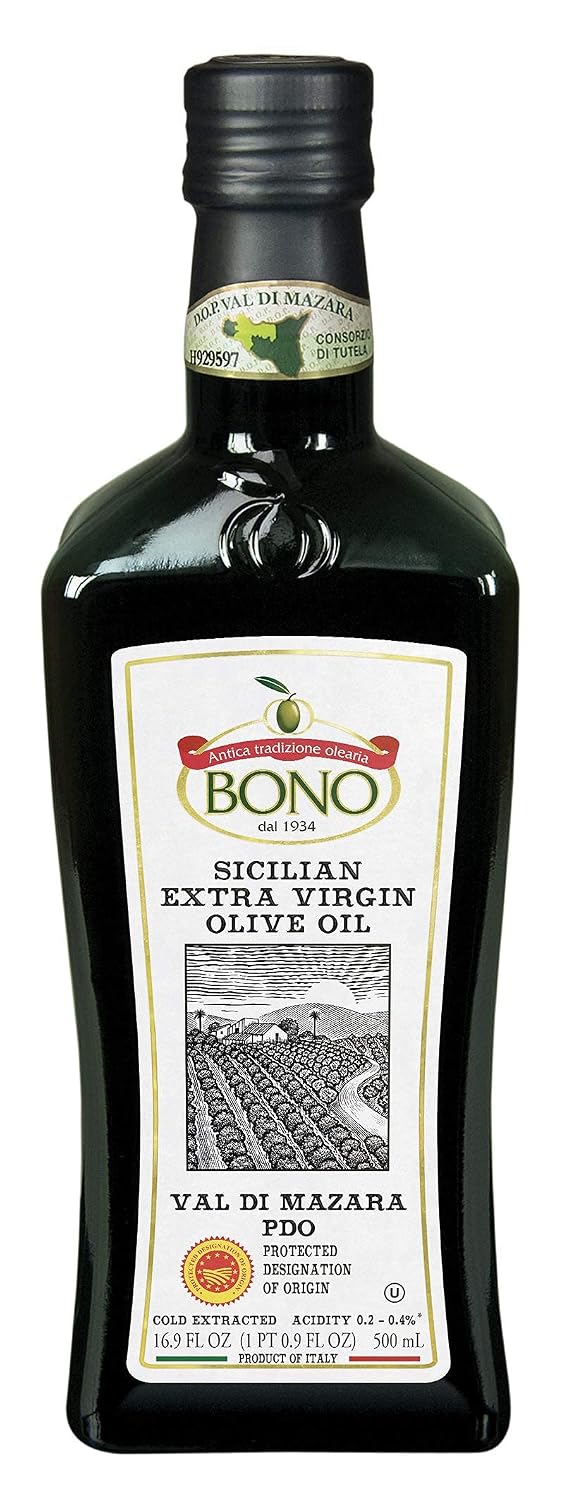 BONO PDO Certified Val Di Mazara Sicilian Extra Virgin Olive Oil, 3 pack