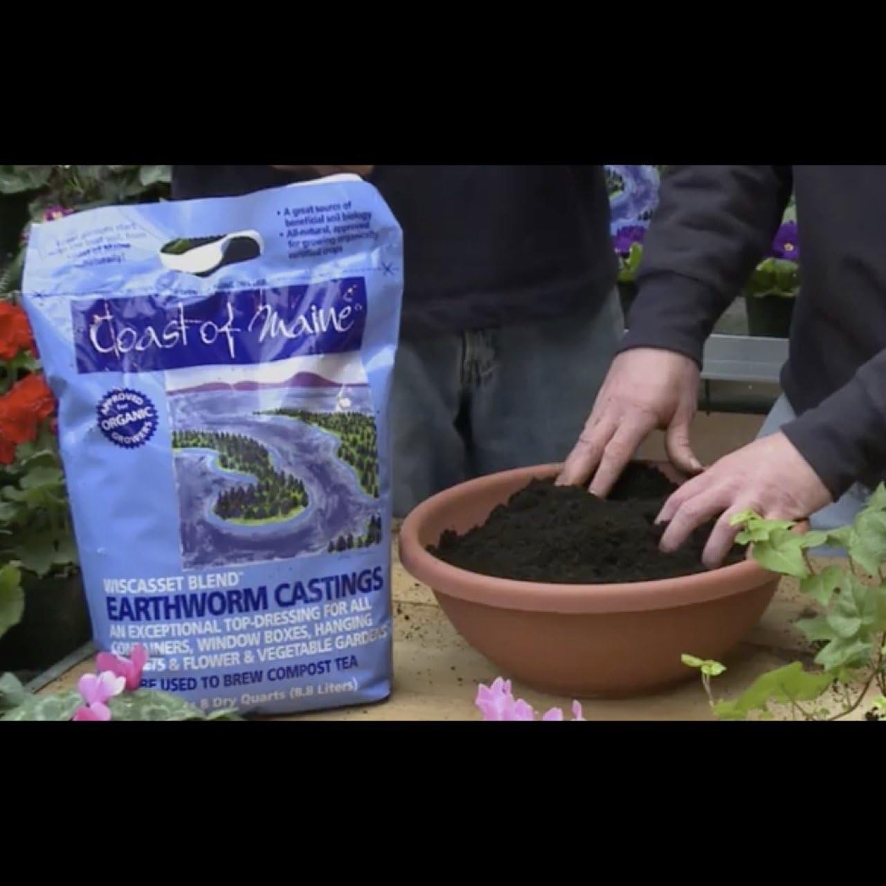 Coast of Maine Wiscasset Blend Earthworm Castings Top Dressing Soil for Containers, Baskets, and Flower and Vegetable Gardens, 8qt