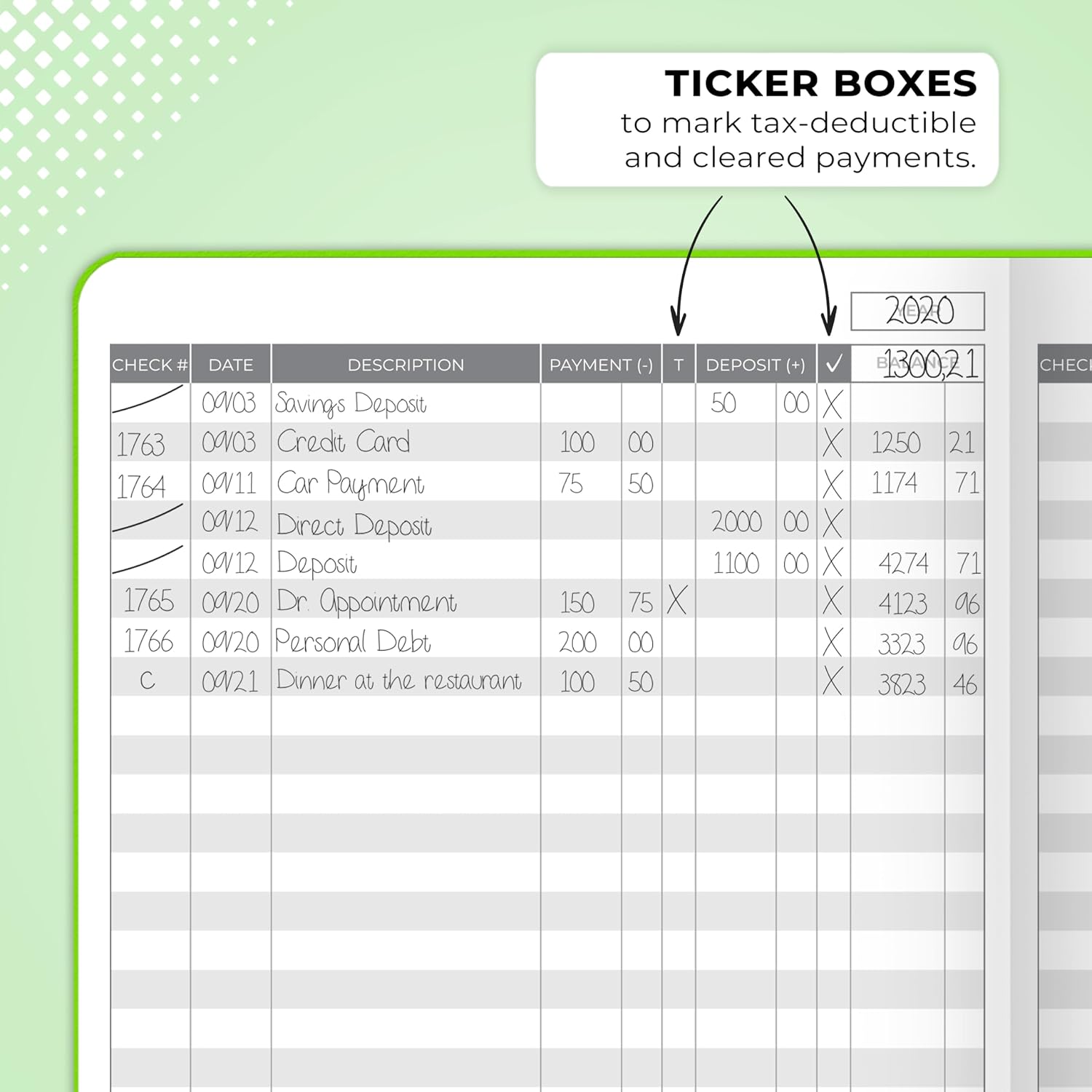 Clever Fox Check Register Book, Checkbook Ledger, 5.8x8.3 Purple