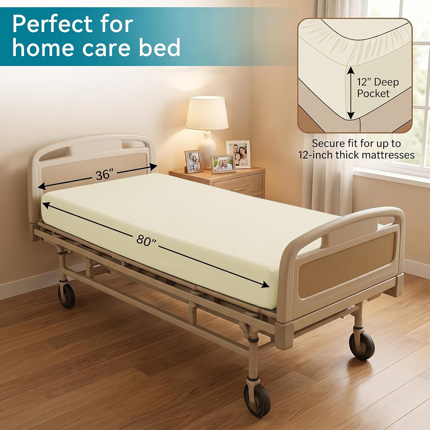 VACVELT 4 Pack Hospital Bed Fitted Sheet, 36x80 12-Inch Pocket, Pink | Premium Microfiber Fabric, 360-Degree Elastic, Skin-Friendly, Wrinkle Resistant, Machine Washable, For Home Hospital Beds