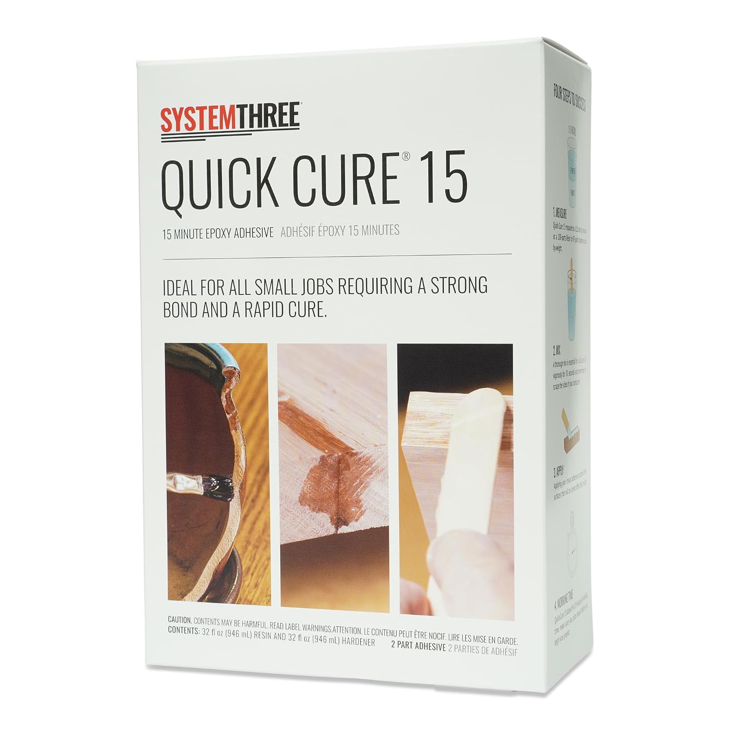 System Three Quick Cure 15 Epoxy Adhesive, 1 Pt Bottle Kit, Amber