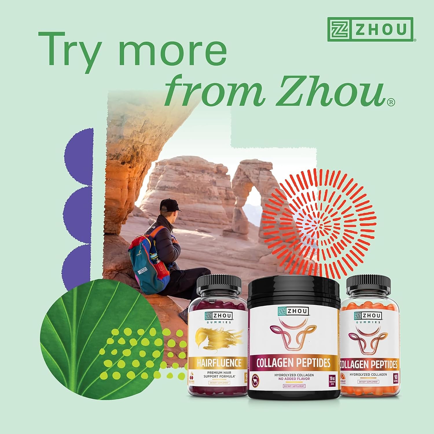 Zhou Hairfluence Supplement - 60 Veggie Capsules (Pack of 1) | Vegan Biotin Supplement for Hair Growth for Men & Women, Supports Stronger & Healthier Hair & Nails