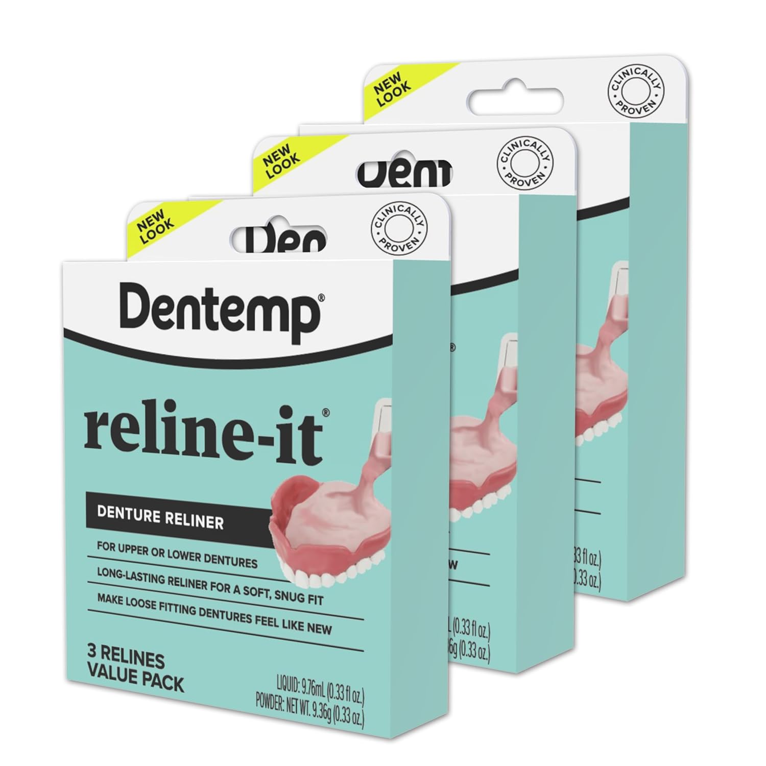 Dentemp Denture Reline Kit - Advanced Formula Reline It Denture Reliner (Pack of 2) - Denture Kit to Refit and Tighten Dentures for Both Upper & Lower Denture (Packaging May Vary)