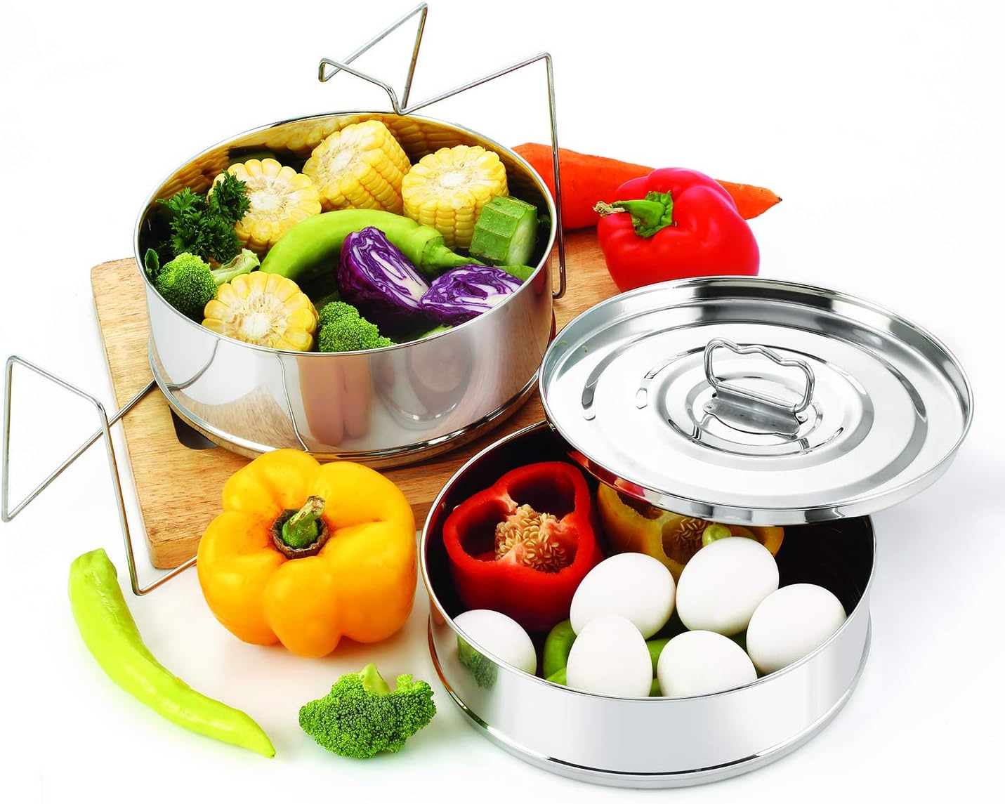 Stackable Stainless Steel Insert Pans - Inserts for Instant Pot - Pan for Instapot - Accessories for Instant Pot- FITS 6 QT and Above - Single Size - Pressure Cooker Steamer Pan Accessories