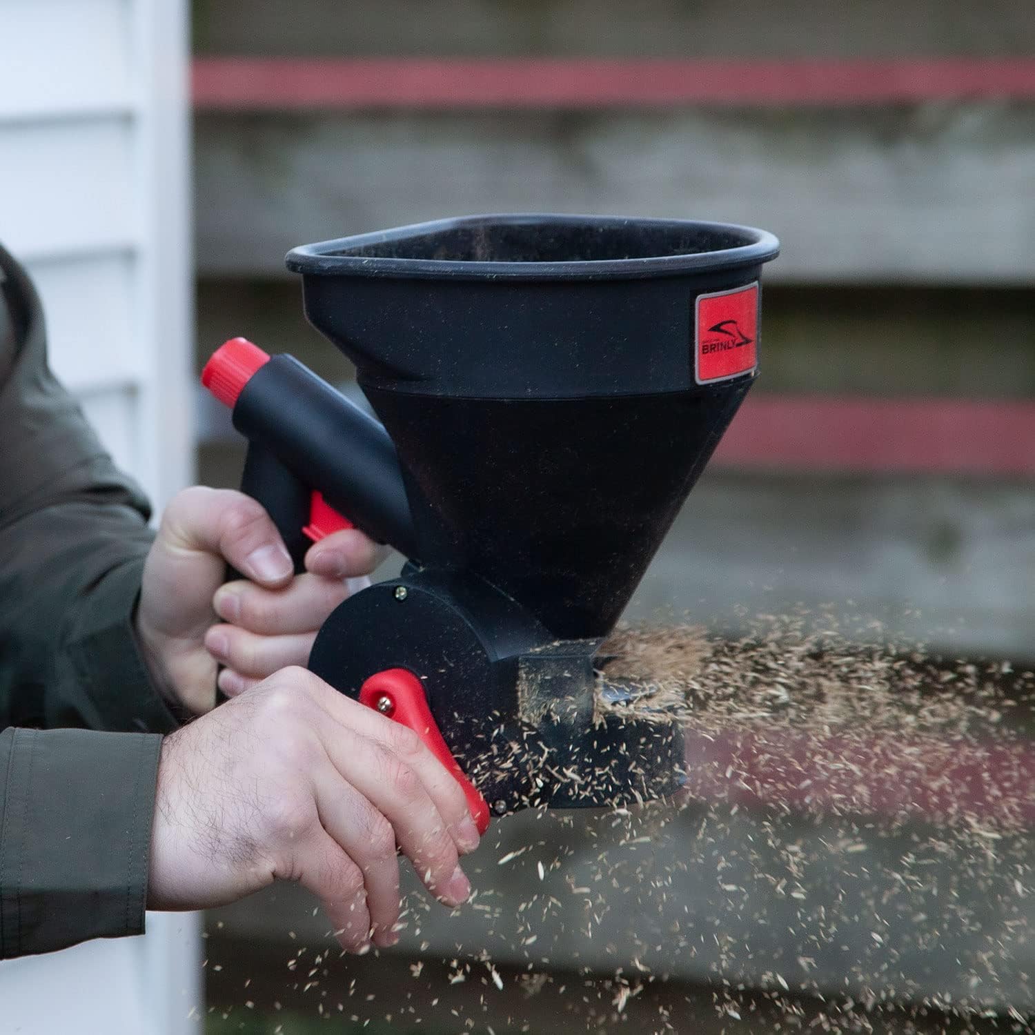 Brinly 5lb. All-Season Handheld Spreader with Easy-Fill Design for Seed, Ice Melt, & Fertilizer