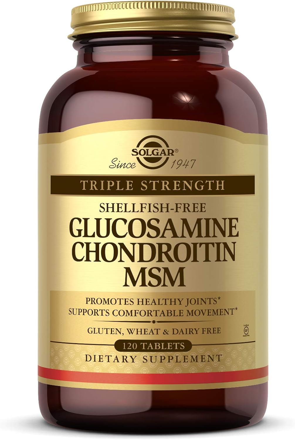 Solgar Triple Strength Glucosamine Chondroitin MSM, 120 Tablets | Promotes Healthy Joints, Supports Comfortable Movement, Shellfish Free - Gluten Free, Dairy Free - 60 Servings