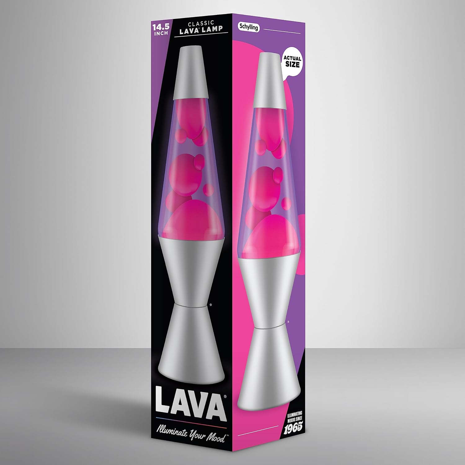 14.5-Inch Silver Base Lava Lamp with Purple Wax in Blue Liquid - 2118