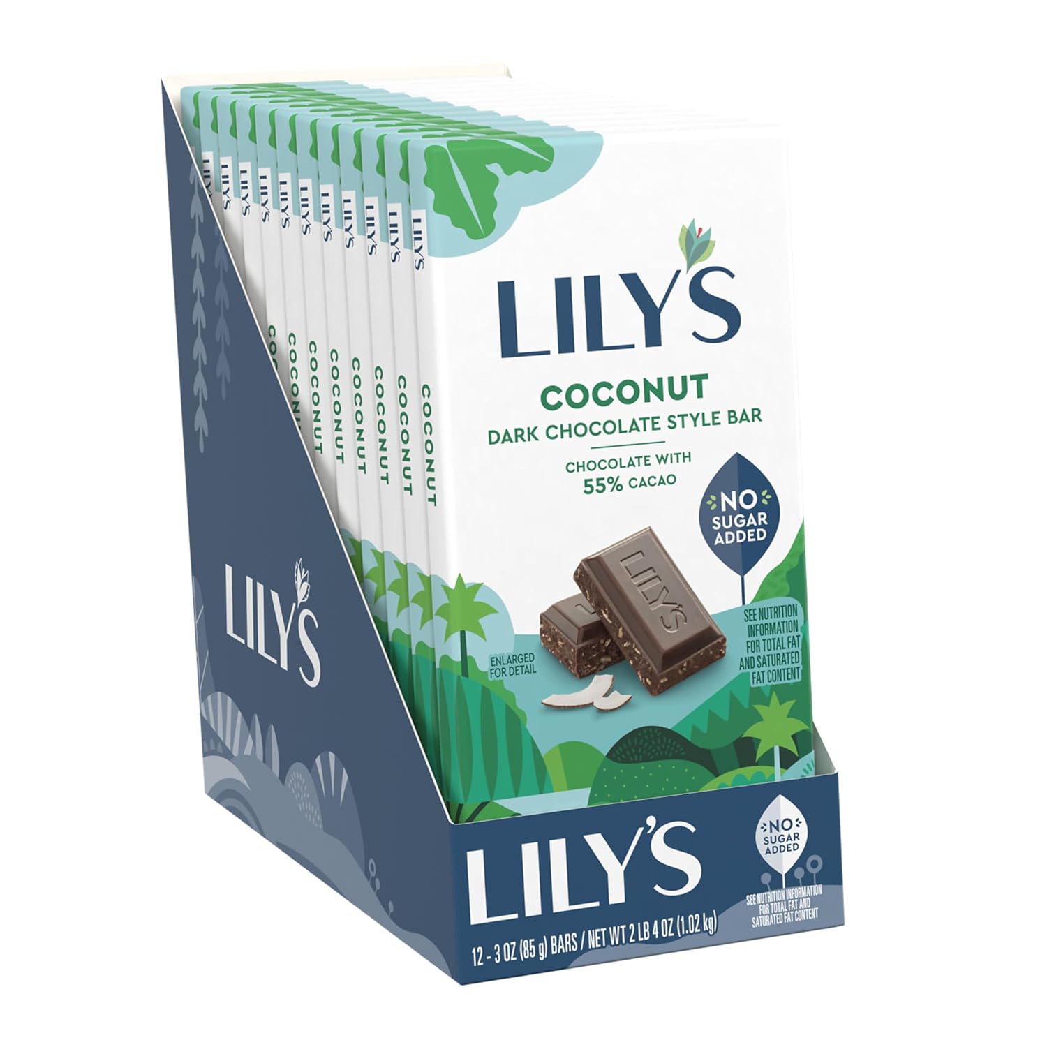 LILY'S Almond Dark Chocolate Style No Sugar Added, Sweets Bars, 3 oz (12 Count)