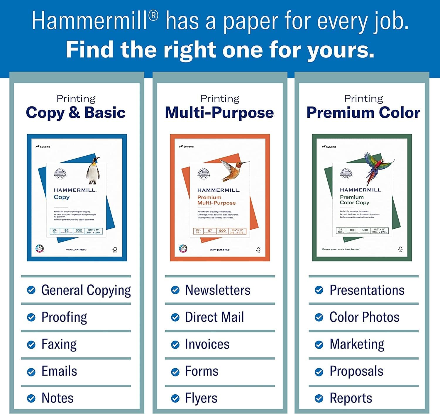 Hammermill Colored Paper, 20 lb Ivory Printer Paper, 8.5 x 11 - Made in the USA, Pastel Paper, 103176R - 1 Ream (500 Sheets)