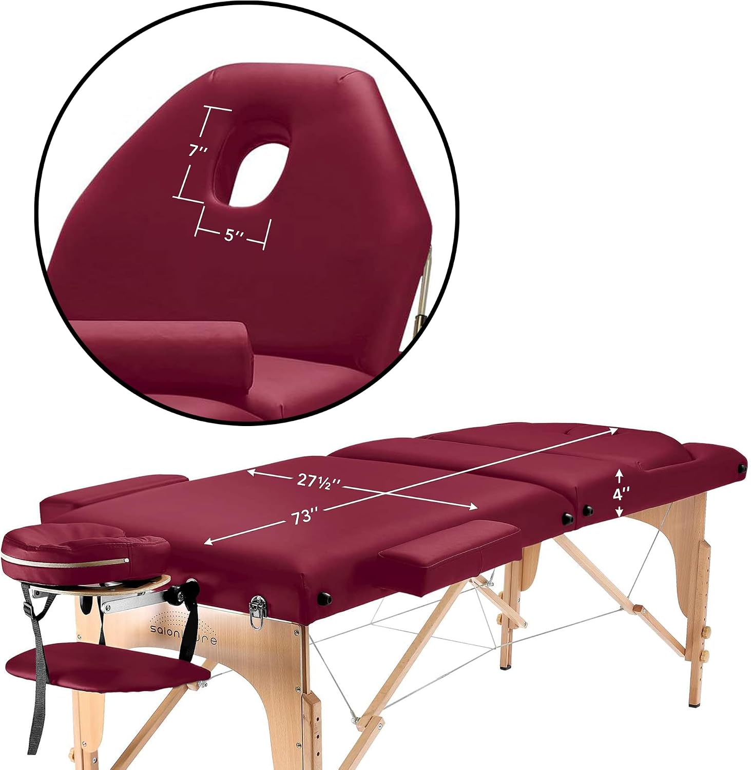 Saloniture Professional Portable Massage Table with Backrest - Black