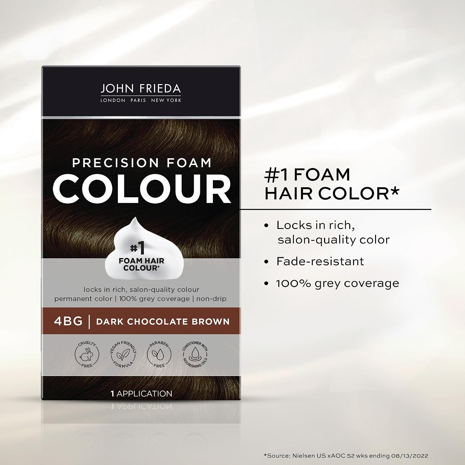 John Frieda Precision Foam Colour Light Natural Blonde 9N, 1 Application | Full Gray Coverage, Anti-Fade Color, Light Blonde Tone, Deep Saturation, Easy Foam Application