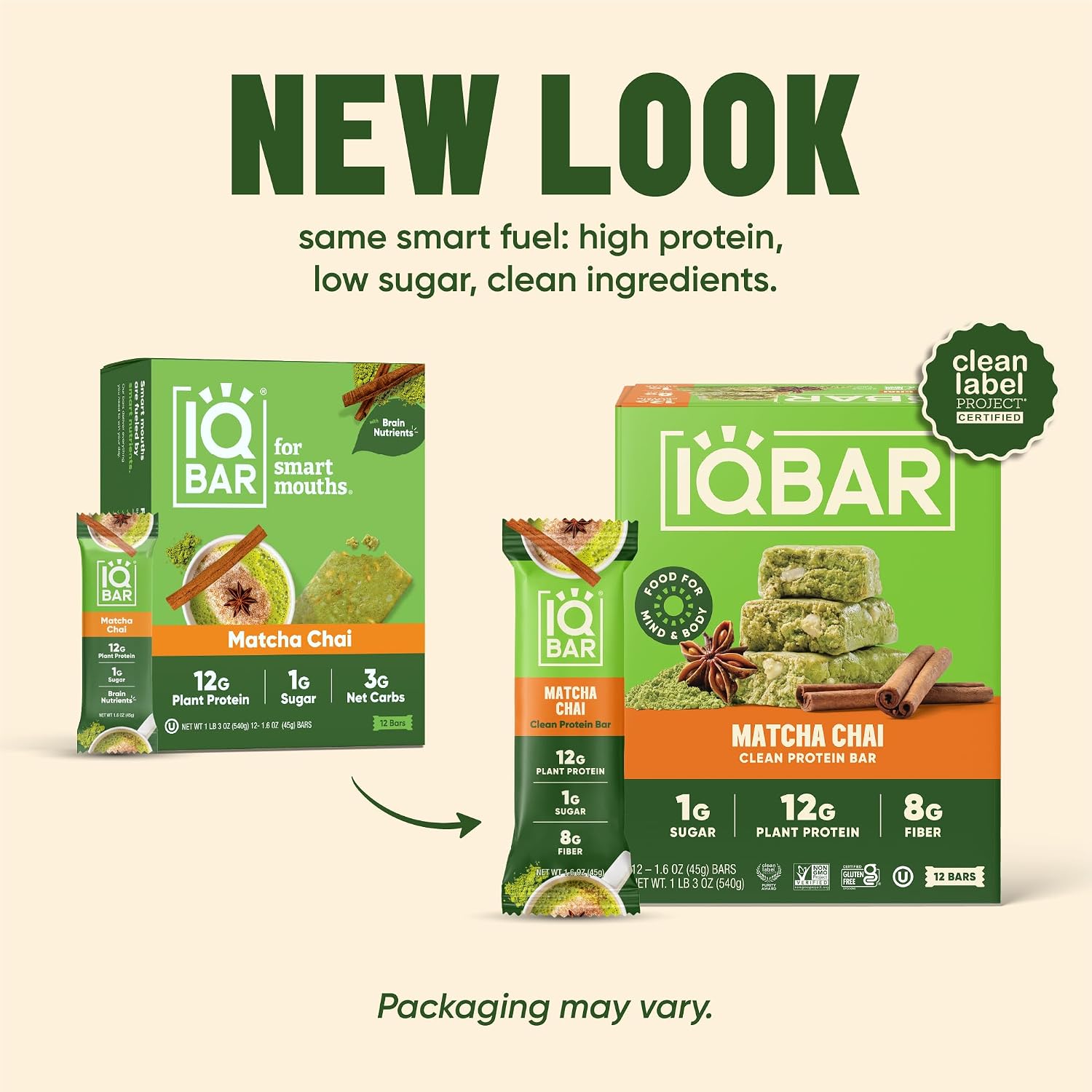 IQBAR Clean Protein Bars, Low Sugar Keto, Banana Nut 12-Count