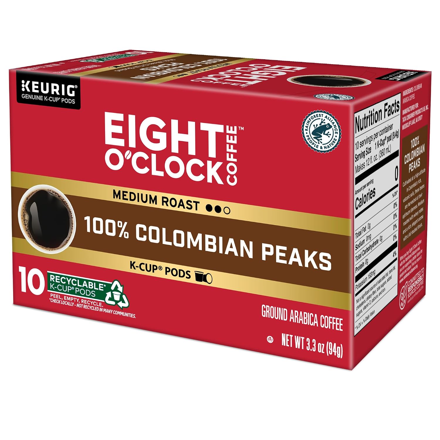 Eight O'Clock Coffee The Original, Single-Serve Keurig K-Cup Pods, Medium Roast Coffee Pods, 72 Count