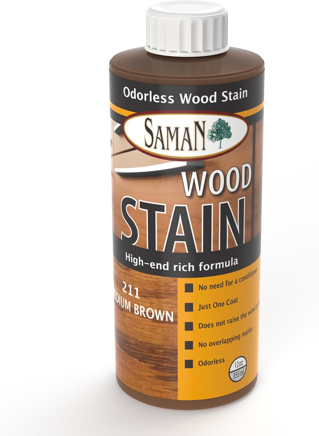 SamaN Interior Water Based Wood Stain - Natural Stain for Furniture, Moldings, Wood Paneling, Cabinets (Antique Walnut TEW-212-12, 12 oz)