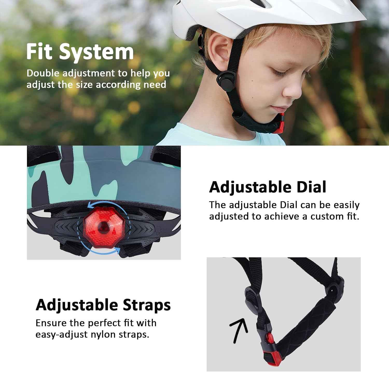 Kids Bike Helmet, Toddler Youth Helmet for Boys Girls, Ages 3-5, 5-8, 8-14