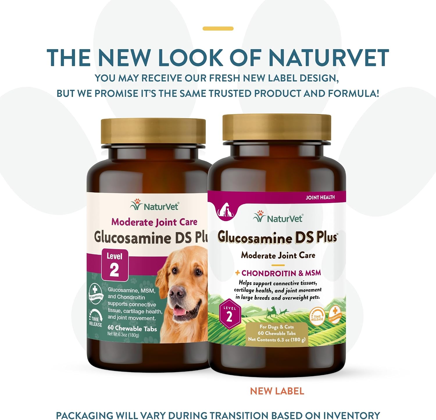 NaturVet – Glucosamine DS Plus - Level 2 Moderate Care – Supports Healthy Hip & Joint Function – Enhanced with Glucosamine, MSM & Chondroitin – for Dogs & Cats–70 Soft Chews