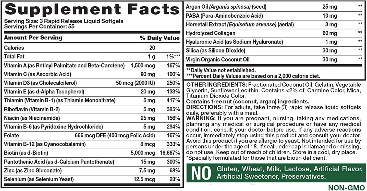 Nature's Truth Superior Strength Hair/Skin/Nails with Argan/Coconut Oil/Collagen (Pack of 2)