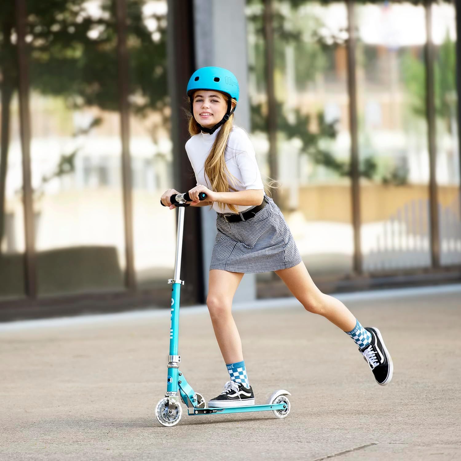 Micro Kickboard | Sprite Foldable LED Scooter for Ages 6+ | Children up to 220 lbs | 2 Wheel | Travel Ready | Adjustable T Bar | Smooth Ride