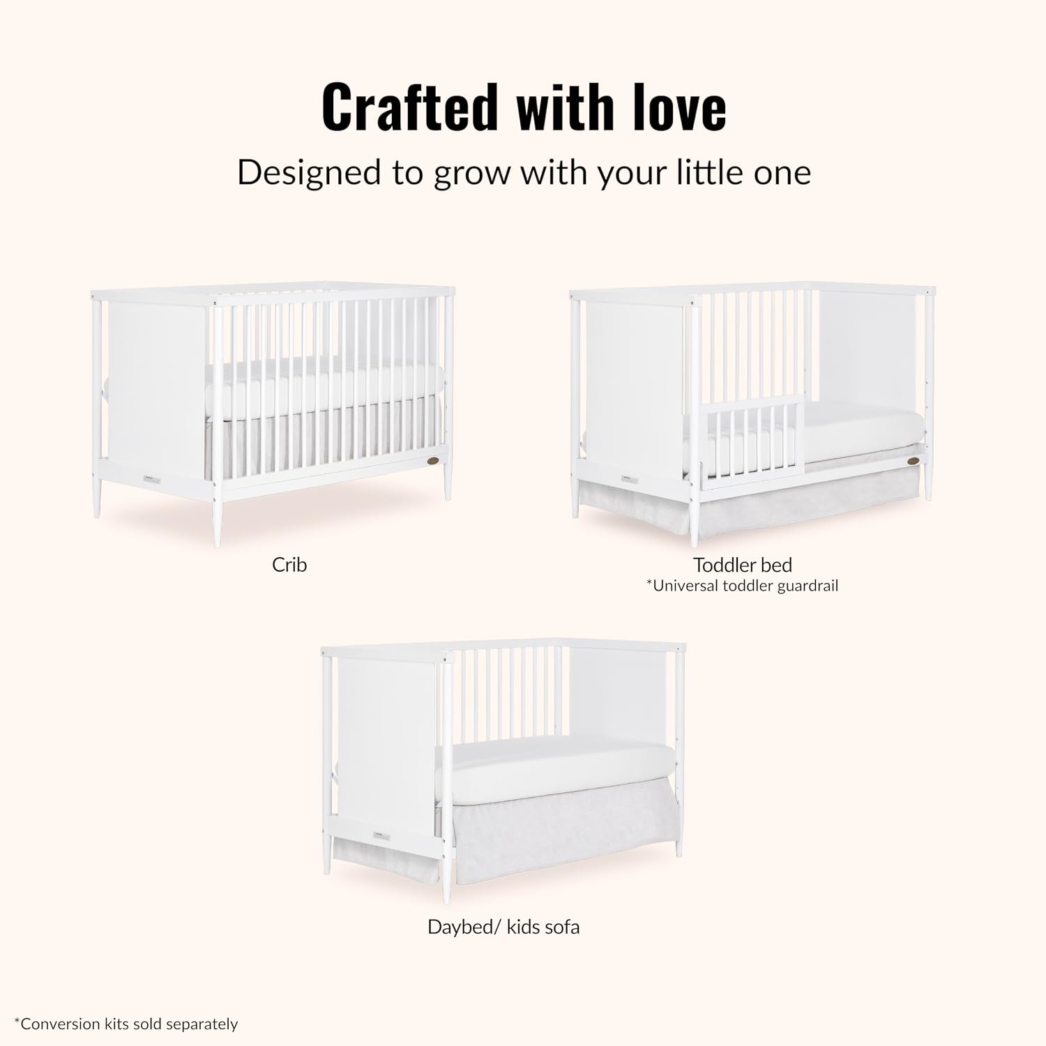 Dream On Me Clover Changing Table with Rounded Spindles in White