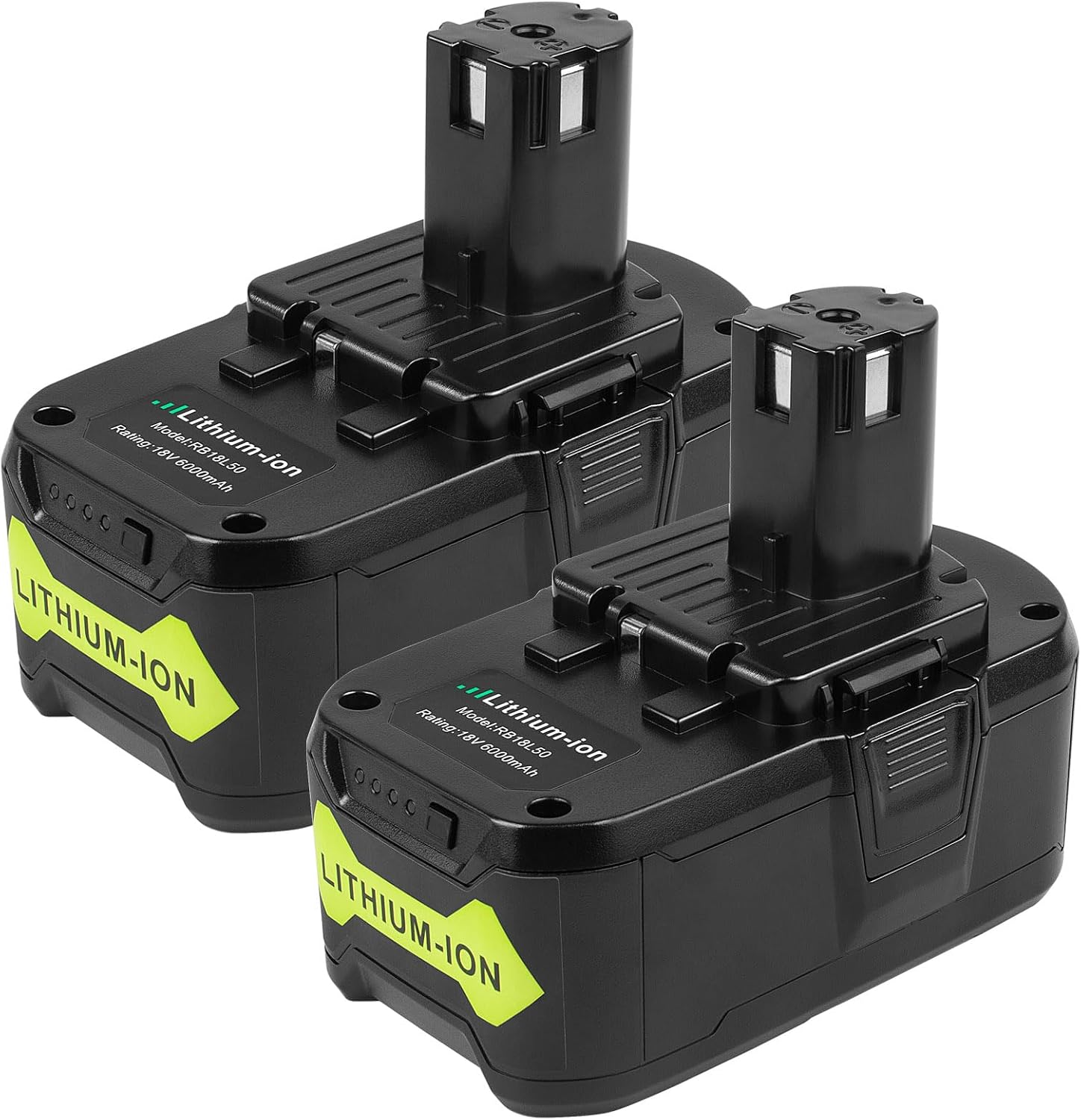 ARyee 18V Battery 6.0Ah 2-Pack, Replacement for Ryobi P107 P108 P109 Cordless Tools, Lithium-Ion Battery for Ryobi One+ 18V Power Tools