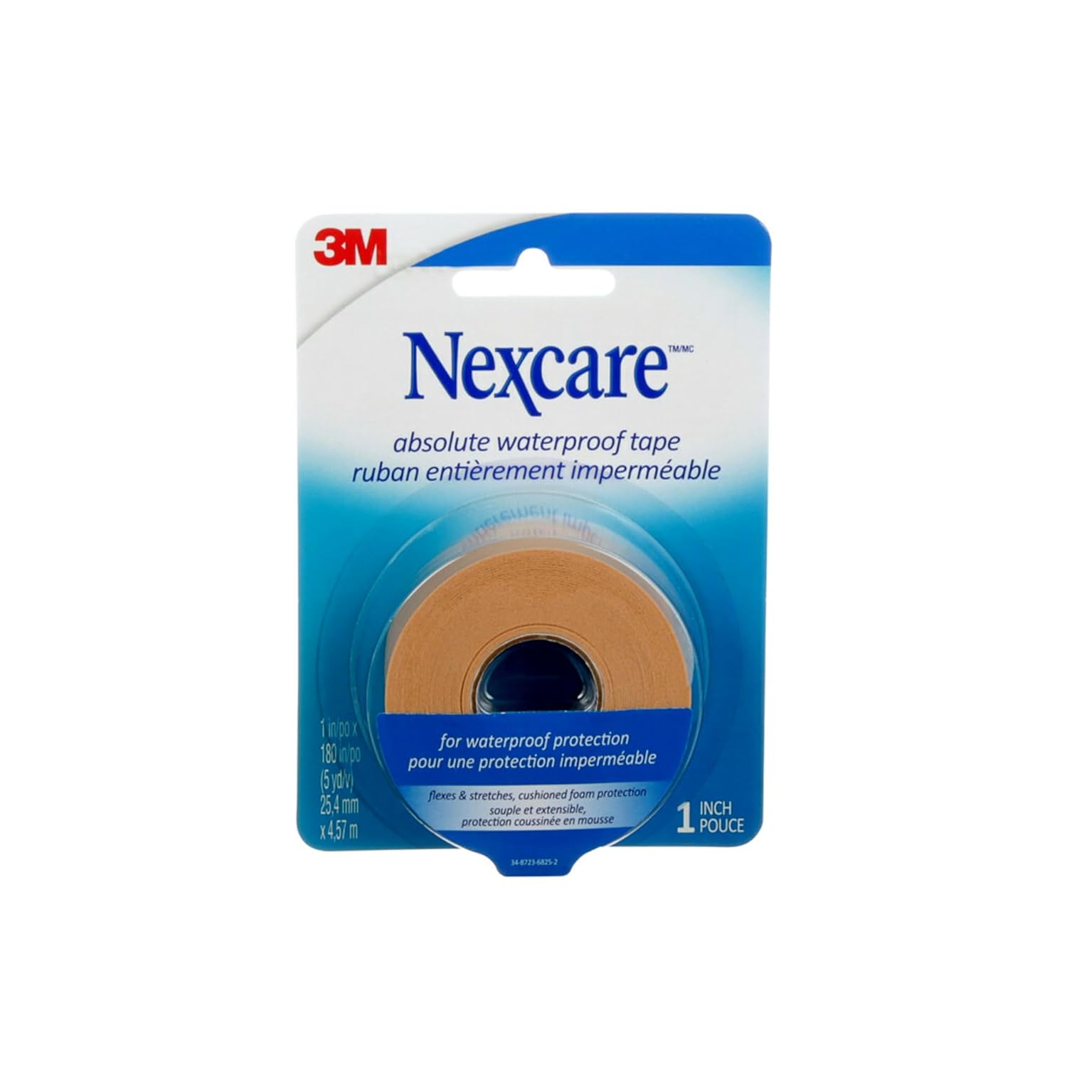Nexcare Absolute Waterproof First Aid Tape, from The #1 Leader in U.S. Hospital Tapes, Stays on During Sports, Seals Out Water, Dirt and Germs, 1-Inch x 5-Yard Roll