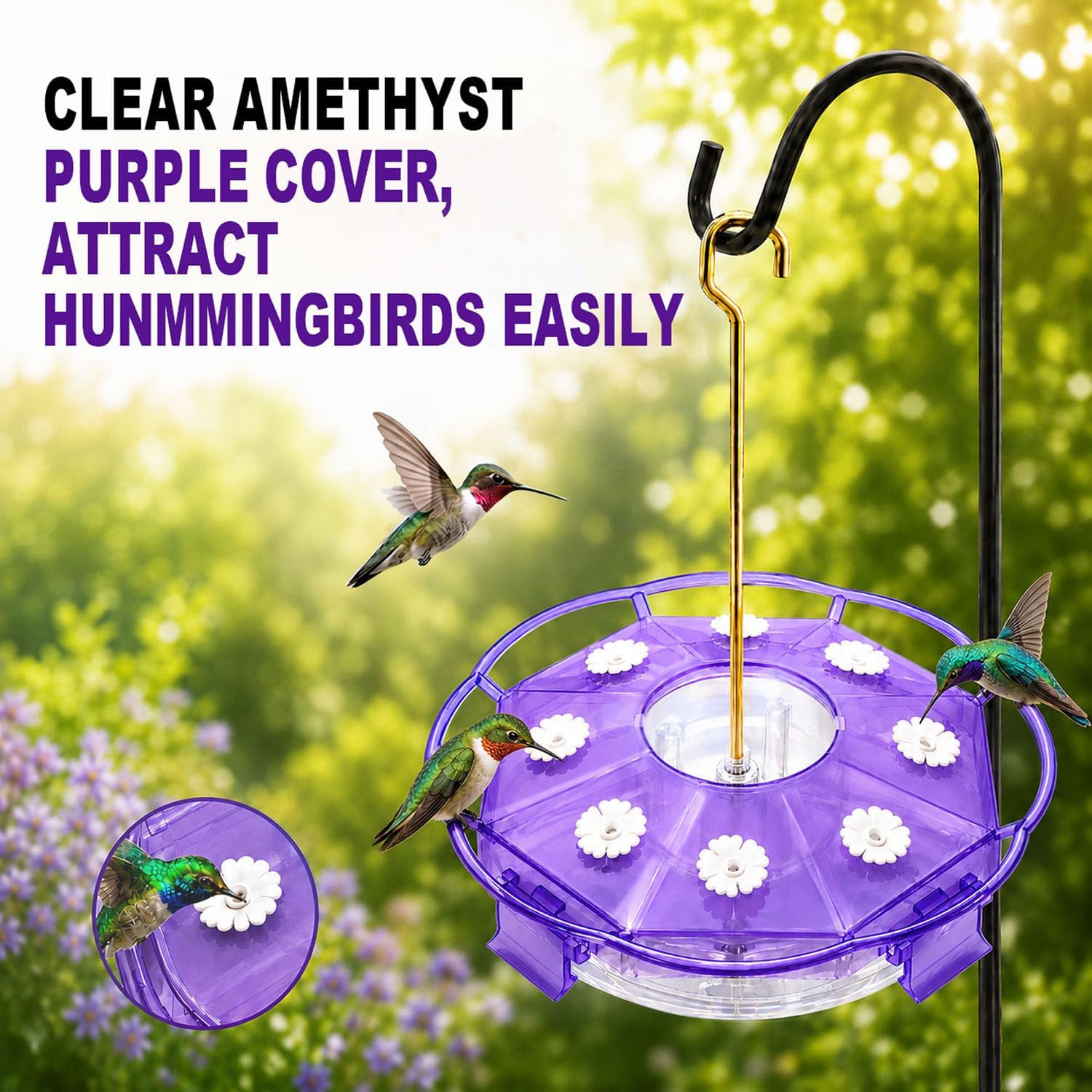 eWonLife 2 Pack 16 oz Saucer Hummingbird Feeders for Outdoors, Garden Decor