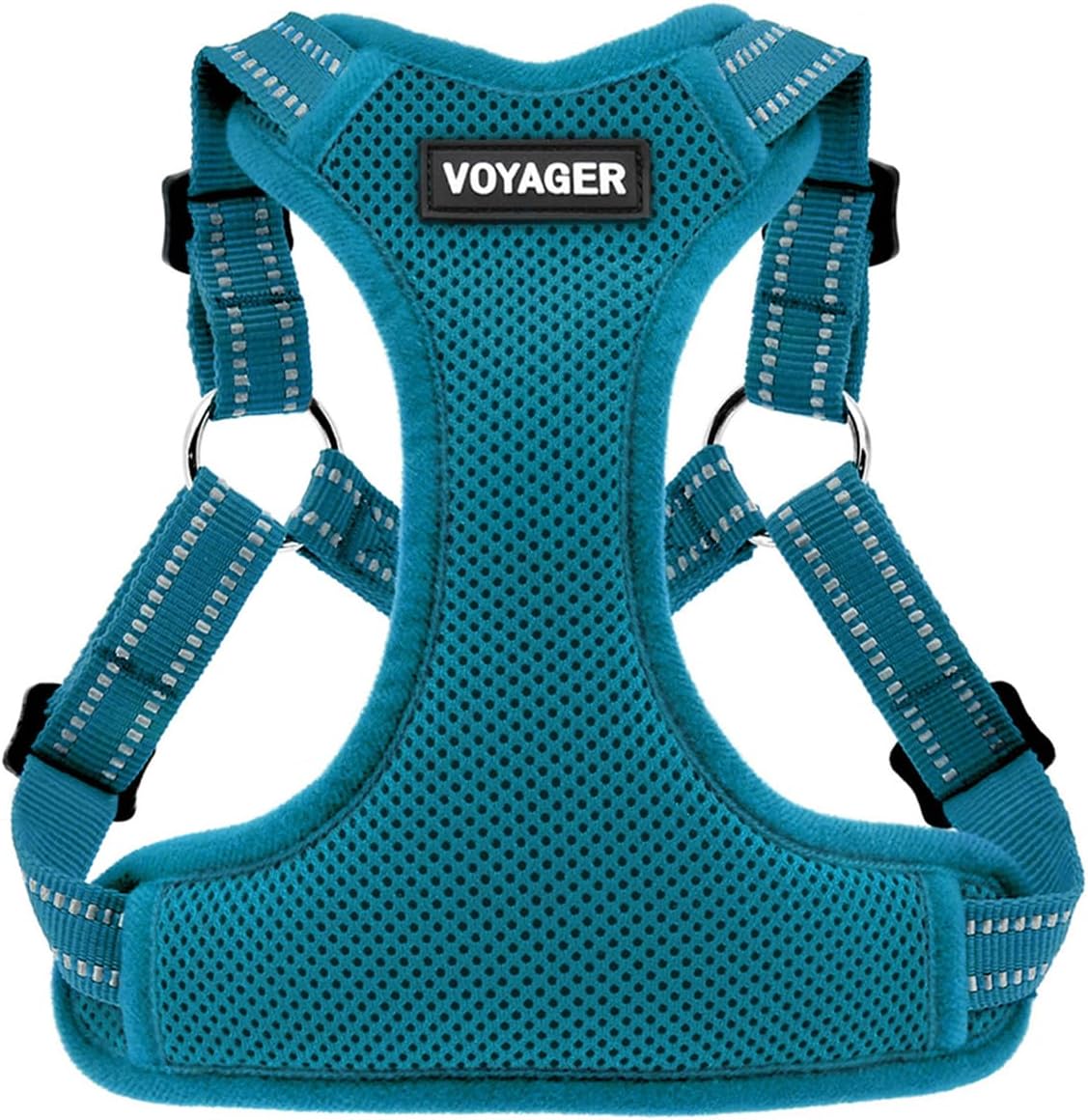 Voyager Step-in Flex Adjustable Dog Harness - Black, Medium | 17 - 21" in Chest, Fully Adjustable, Reflective Bands, All Weather Breathable Air Mesh, Lightweight, Fast Drying