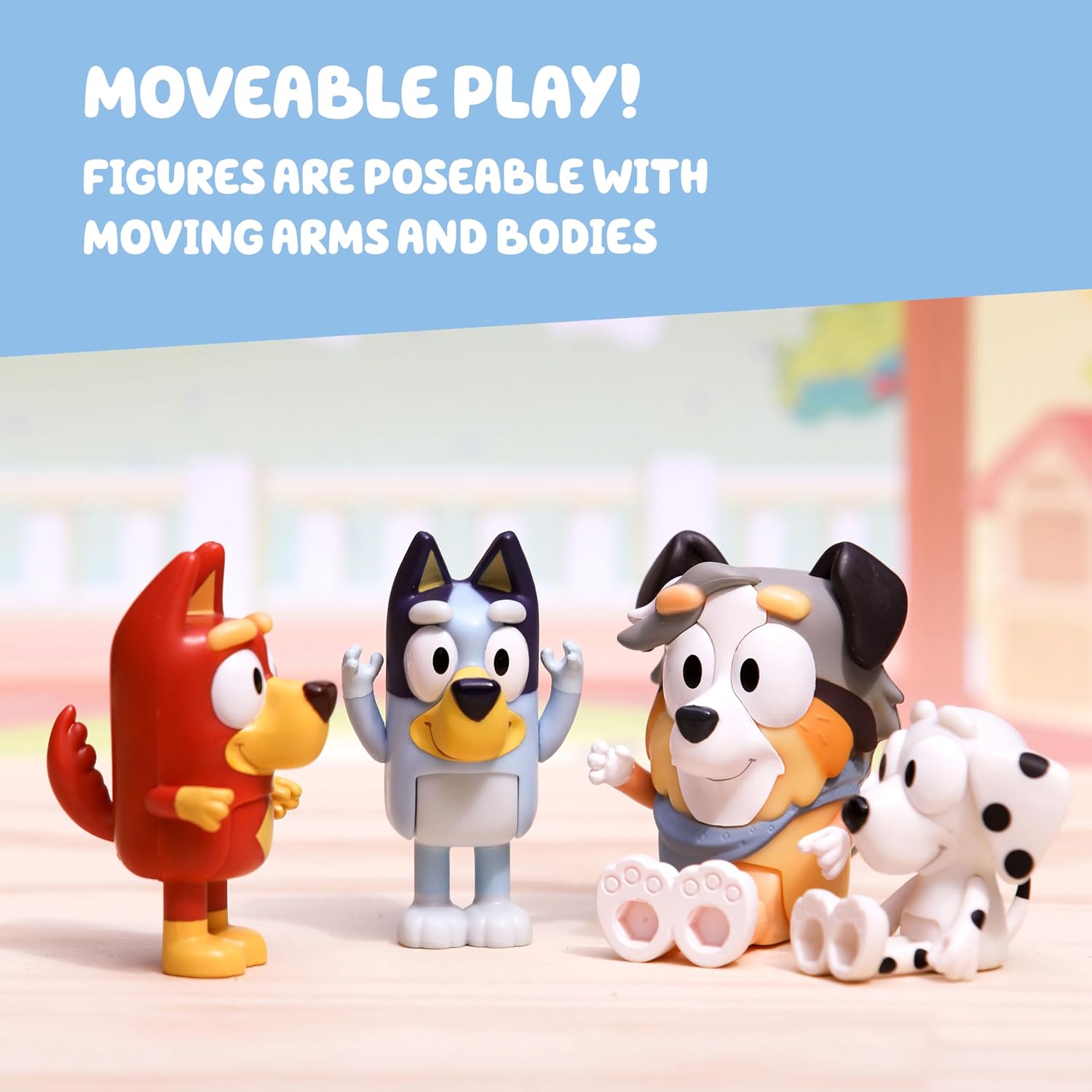 Bluey School Figurine Toys Pack of 4, Articulated Character Toys with Chloe, Rusty, and Calypso Figurines, Small Action Figures for Kids Ages 3+