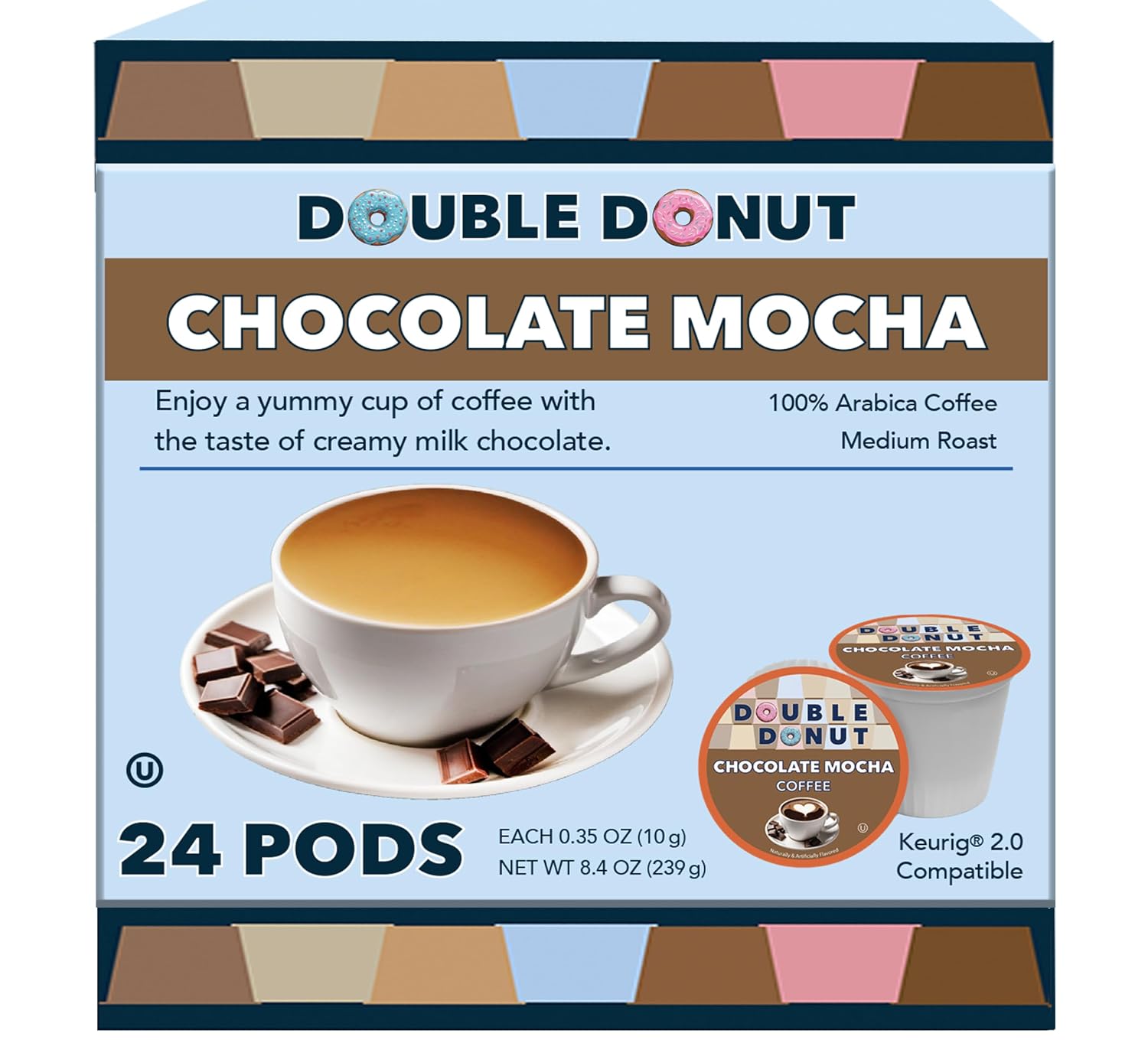 Double Donut Coffee Breakfast Blend Coffee Pods, Light Roast Coffee in Recyclable Single-Serve Pods for Keurig K Cups Brewer Machines, 80 Count Bulk Pack, original version
