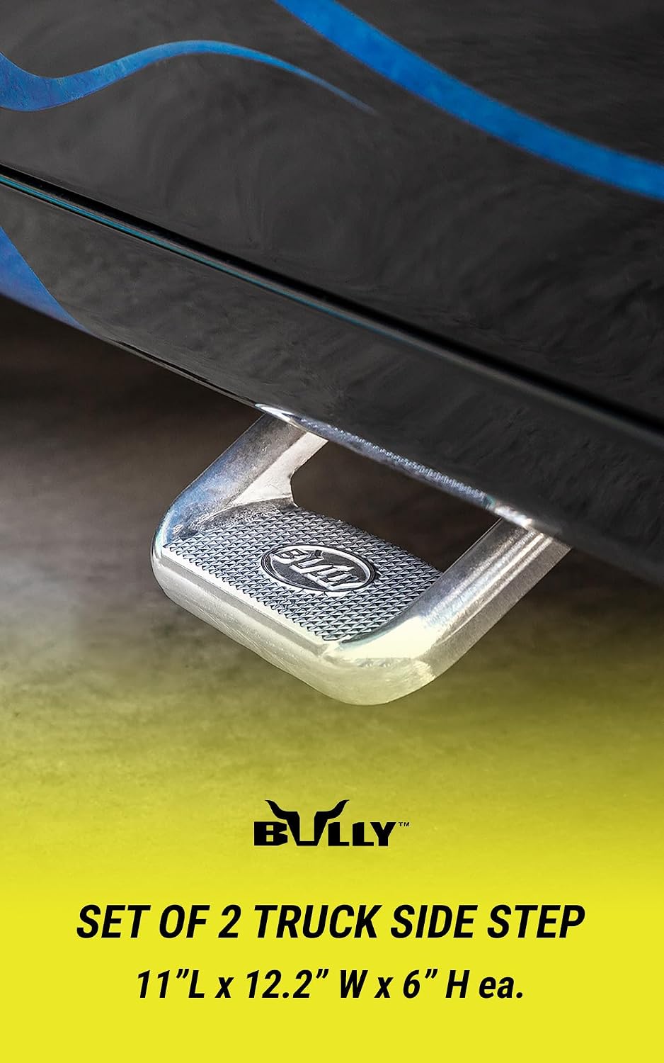 Bully AS-600 Polished Aluminum Universal Fit Truck Side Step Set of 2 for Trucks from Chevy (Chevrolet), Ford, Toyota, GMC, Dodge RAM