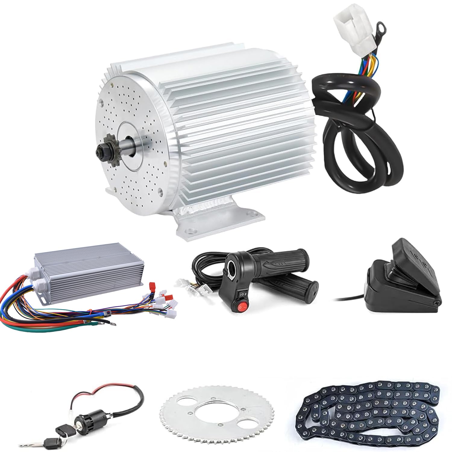 BLDC 72V 3000W Brushless Motor Kit with 50A Controller, Throttle, Pedal