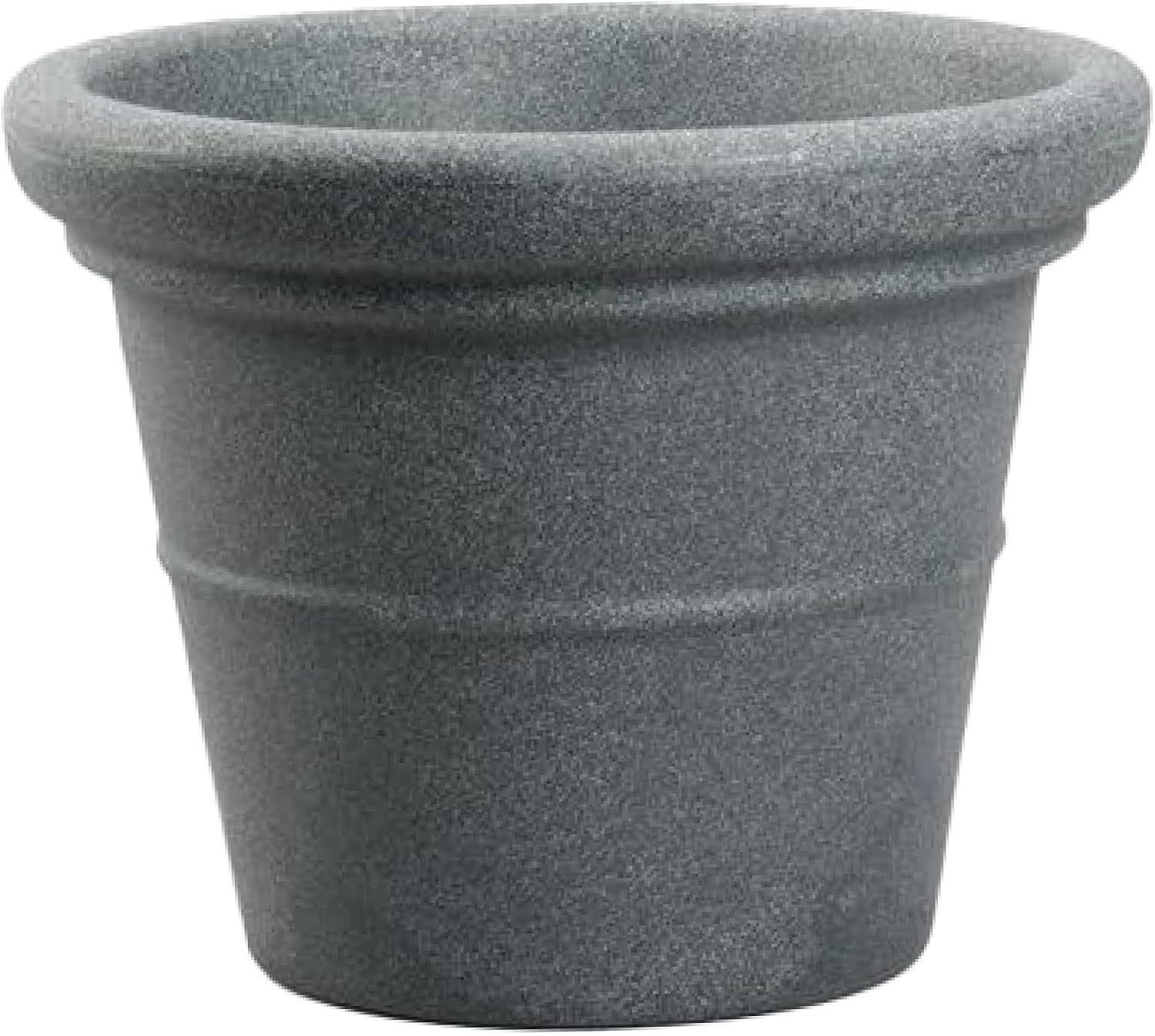 The HC Companies Terrazzo Large Round Plastic Plant Pot w/Rolled Rim - Lightweight & UV Resistant Gardening Pot for Herbs & More - Outdoor & Indoor Plant Pots w/Drainage (17” Black)