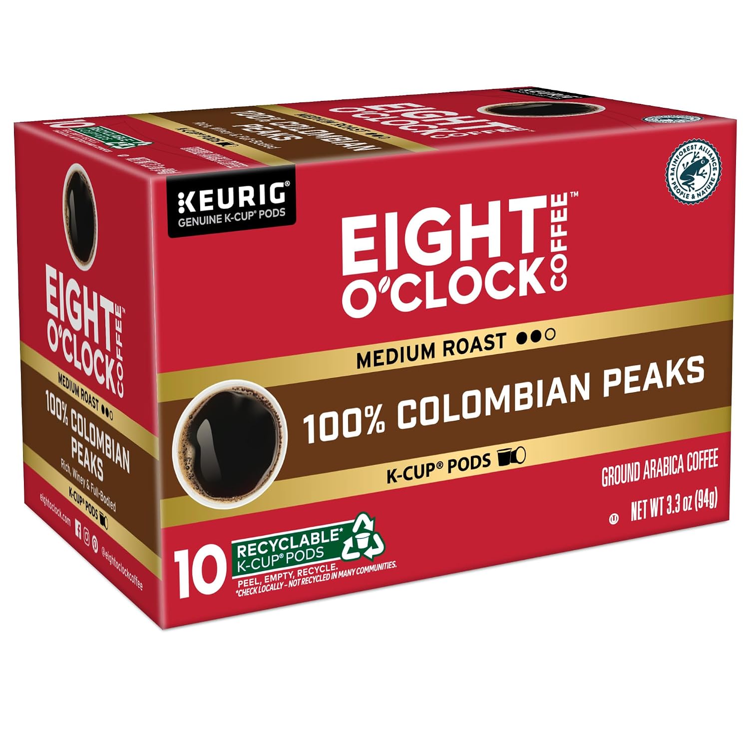 Eight O'Clock Coffee The Original, Single-Serve Keurig K-Cup Pods, Medium Roast Coffee Pods, 72 Count