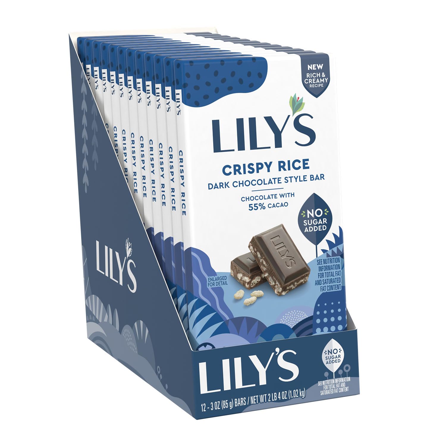 LILY'S Almond Dark Chocolate Style No Sugar Added, Sweets Bars, 3 oz (12 Count)
