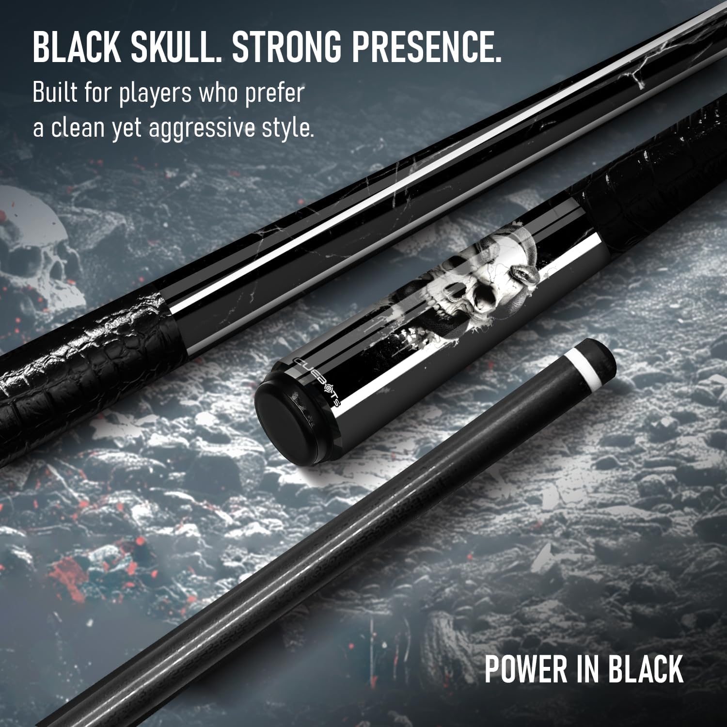 CUEBOTS Glass Fiber Cue, Glass Fiber House Cue Stick, Club Cue, Cue for Beginners, Durable Uni-QR, 3/8-10, 5/16-18 Joint, Long Lasting Glassfiber Shaft, 7-Layer Microfiber Tip