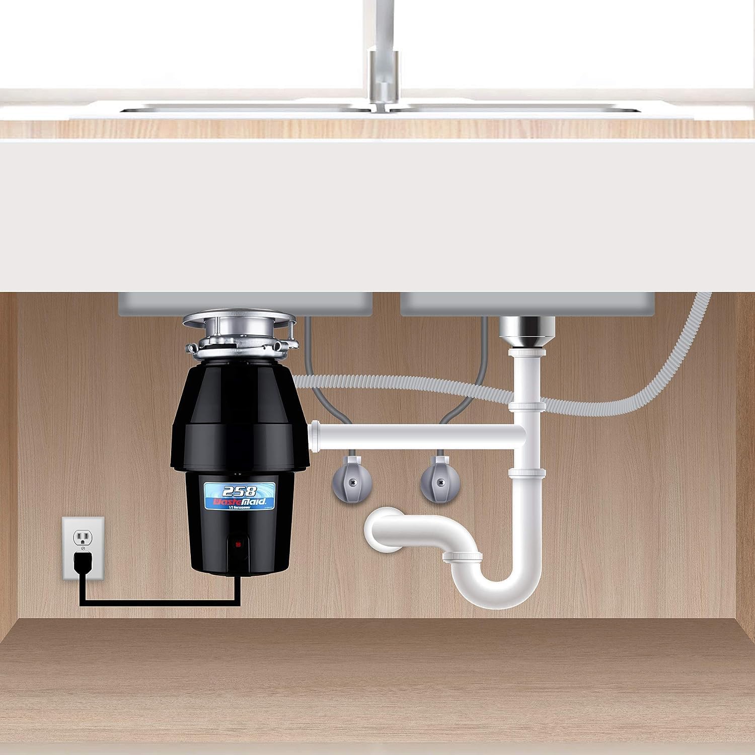 Waste Maid Garbage Disposal, Anti-Jam, Continuous Feed, 1/2 HP Standard | Anti-Jam Stainless Steel Food Waste Grinding System, Quiet Continuous Feed, Easy 3-Bolt Mount, 8-Yr Warranty 10-US-WM-158-3B