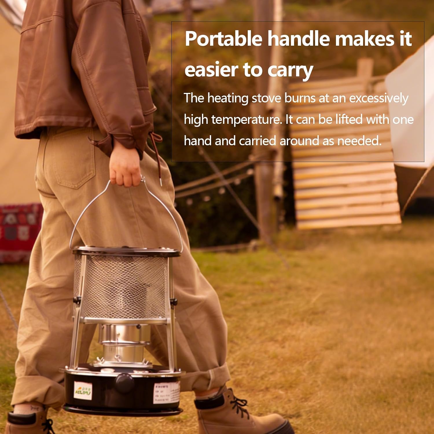 Portable Kerosene Heater, Adjustable Height 5.2L 20-25 Hours Heat 2.6KW Output for Garage Camping Emergency, with Safety Net and Accessories