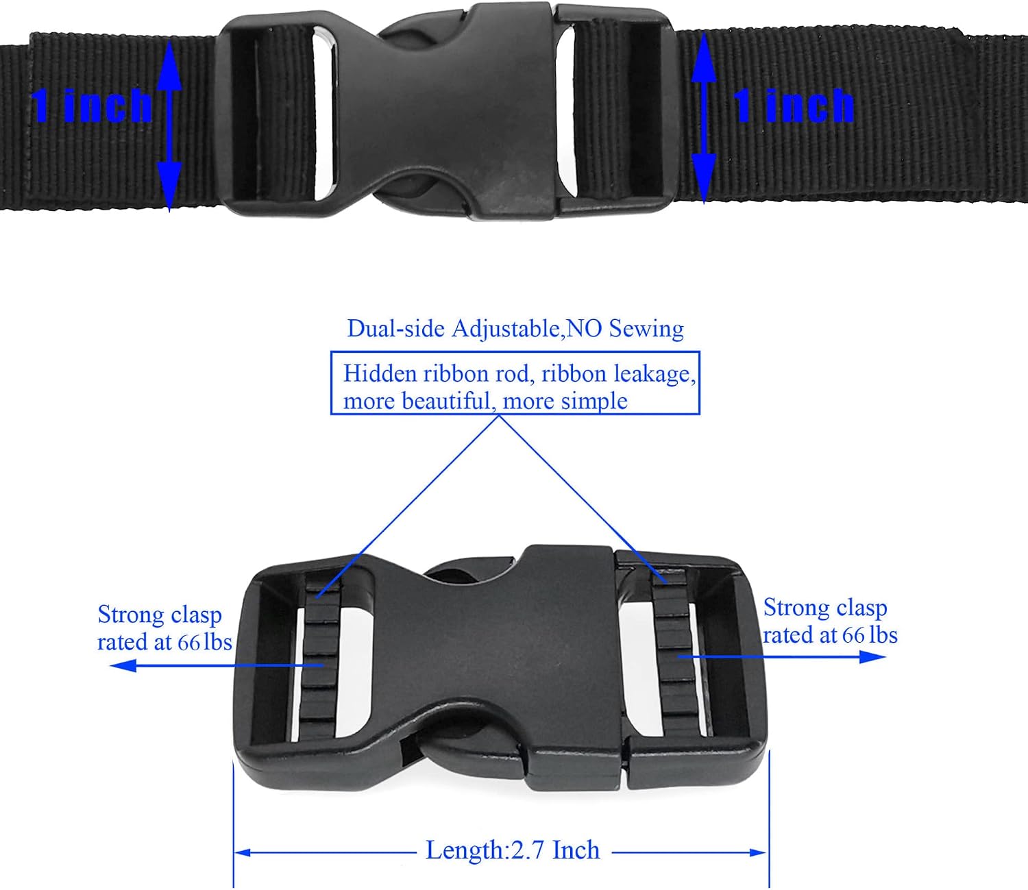 Buckle 1" Wide Inside, Quick Side Release Buckle for 1 inch/25mm Webbing Straps