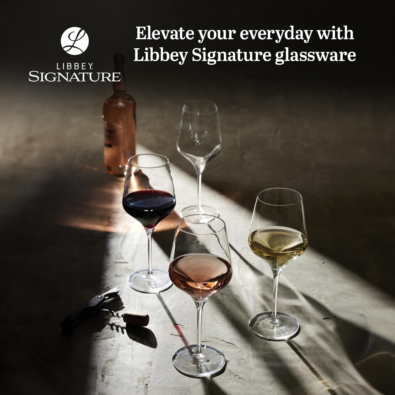 Libbey Signature Red Wine Glasses Set of 4, Seamless 24 Oz Wine Glasses for Cabernet, Merlot, and More, Stemmed Wine Glasses for All Occasions