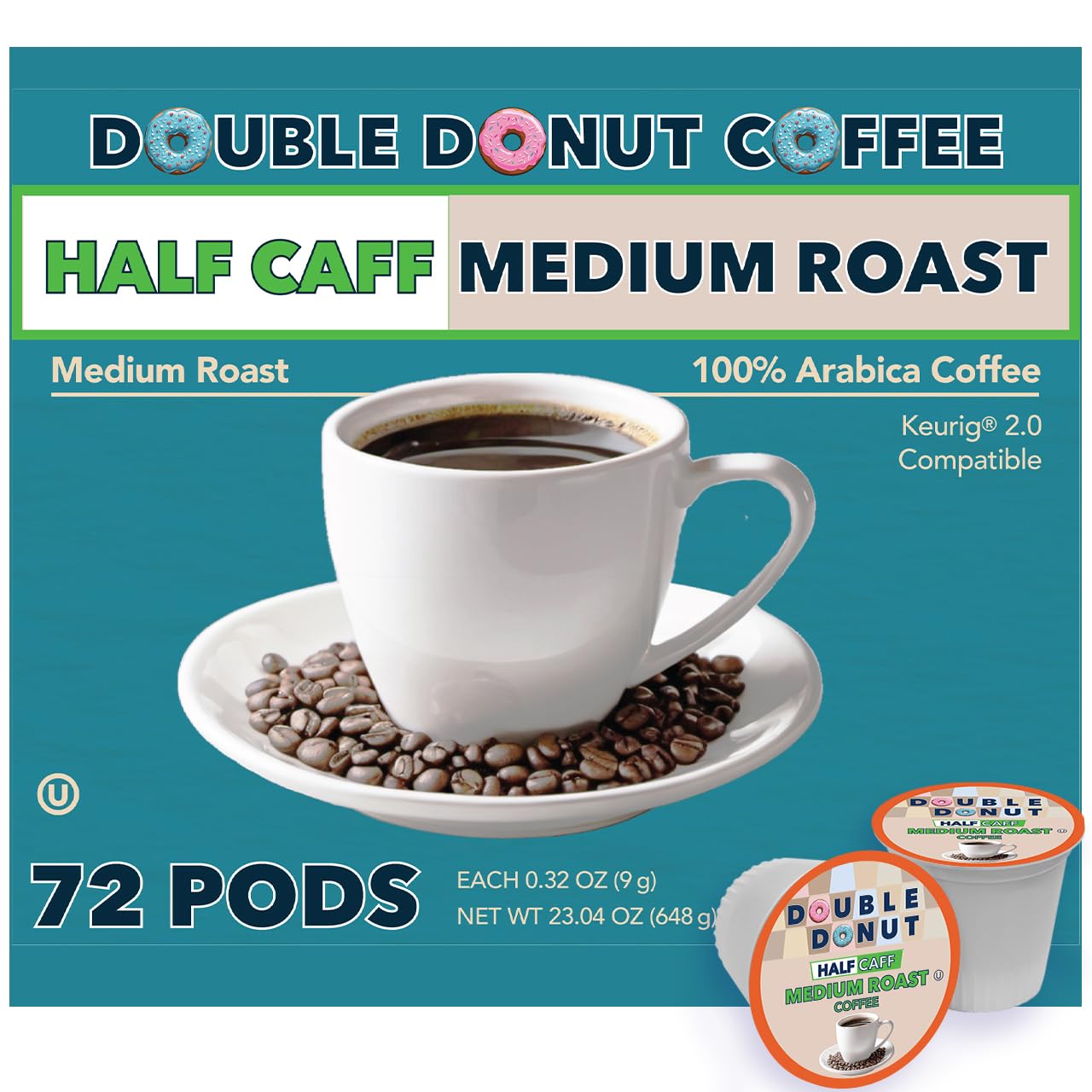 Double Donut Coffee Variety Pack, Including Flavored Coffee Pods, Medium Roast, & Dark Roast Coffee, Single Serve Coffee for Keurig K Cup Brewers, 40 Count